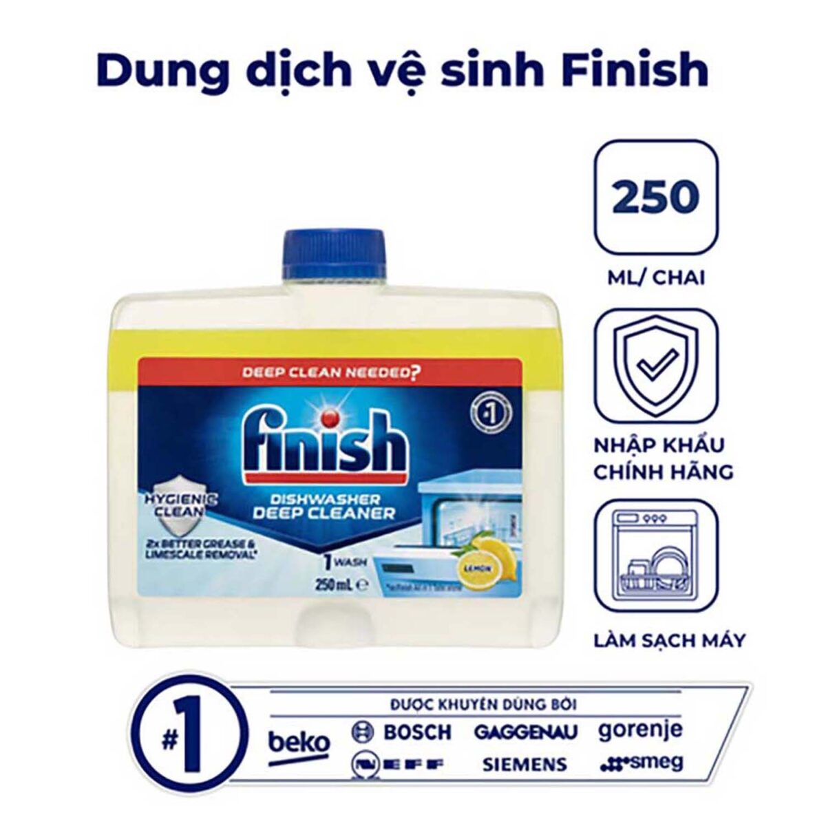 Dung dich ve sinh may rua bat FINISH chai 250ml huong chanh 7