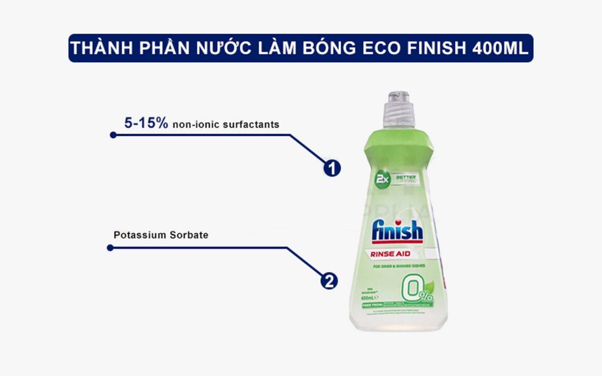 Thanh phan Nuoc lam bong FINISH Eco 0 chai 400ml