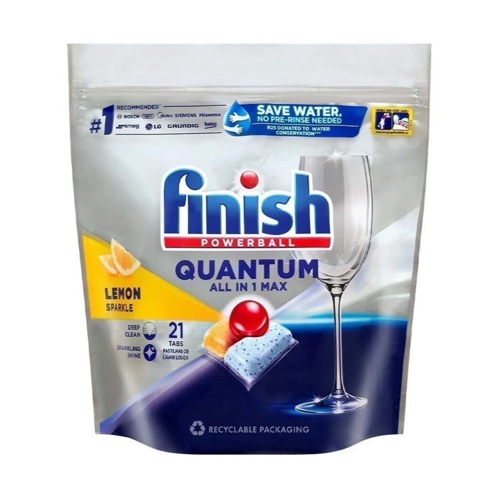 Viên rửa bát FINISH Quantum All in 1 max túi 21 viên hương chanh